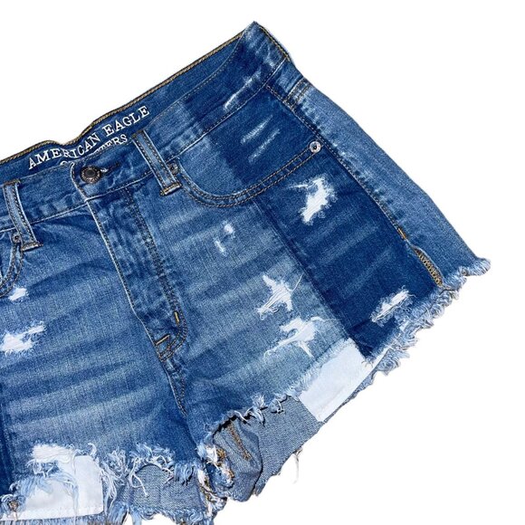 American Eagle Distressed Womens Shorts 2 Vintage Hi-Rise Festival Button Fly - Picture 3 of 8